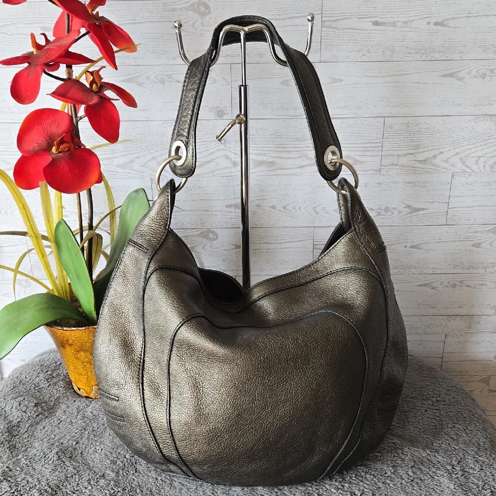 Banana Republic Metallic Leather Hobo Bag - Picture 1 of 8